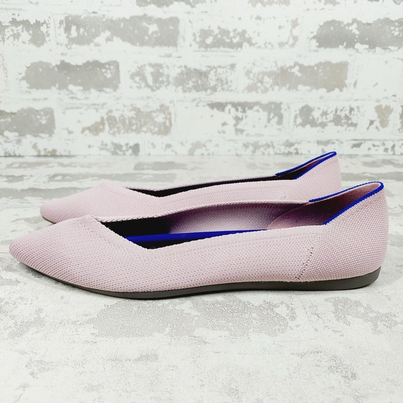 NEW Rothy's The Flat Pink Knit Pointy Toe Slip On Loafers O75